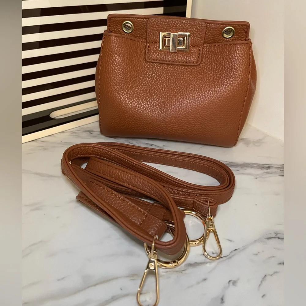 Brown Vegan Leather Handbag Crossbody